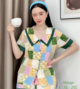 Bộ Pijama đùi lụa Mango cao cấp – MS046