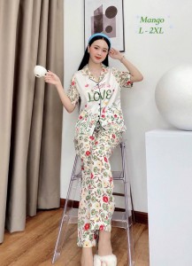 Bộ Pijama lụa Mango in 3D cao cấp – MS057