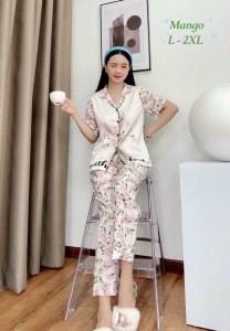Bộ Pijama lụa Mango in 3D cao cấp – MS058