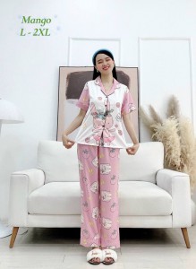 Bộ Pijama lụa Mango in 3D cao cấp – MS052
