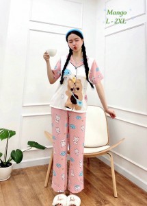 Bộ Pijama lụa Mango in 3D cao cấp – MS055